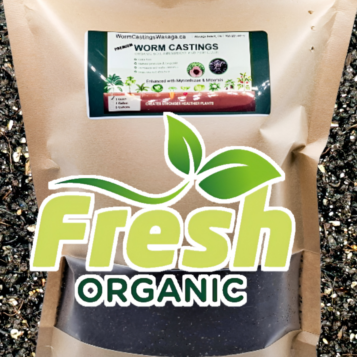 Organic Worm Castings Enhanced with Mycorrhizae & Minerals.